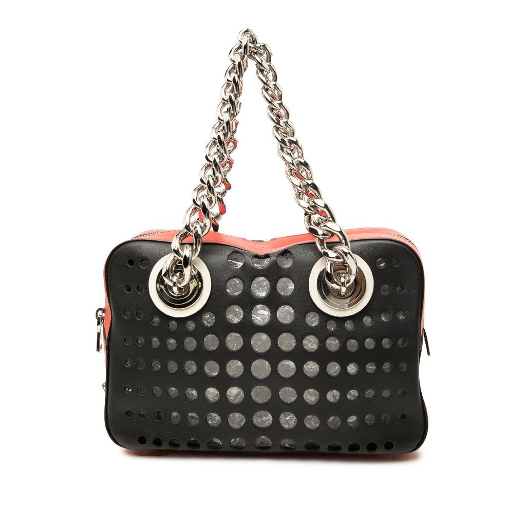 Prada Perforated Leather City Fori Chain Handbag