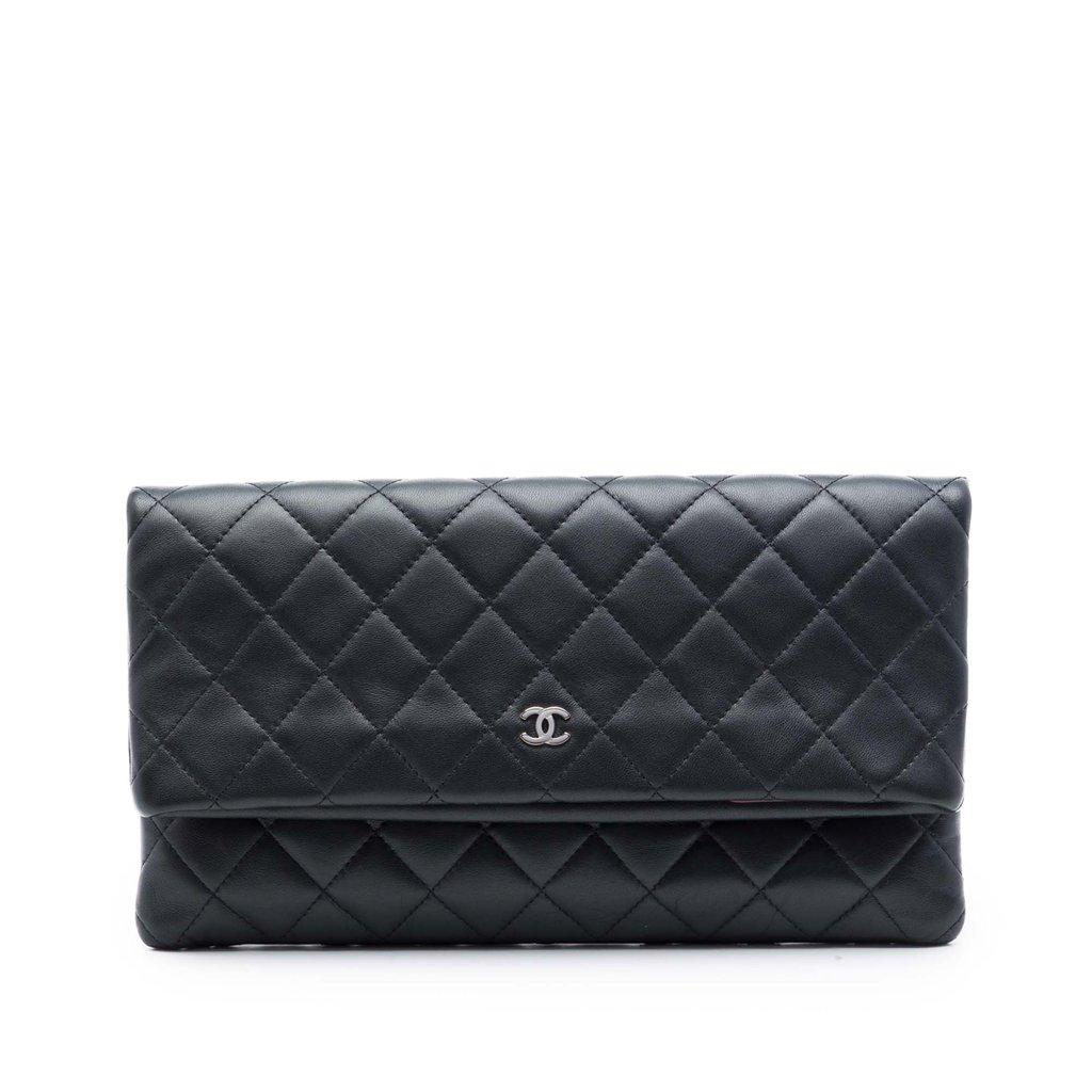 Chanel Quilted Lambskin CC Beauty Foldover Clutch