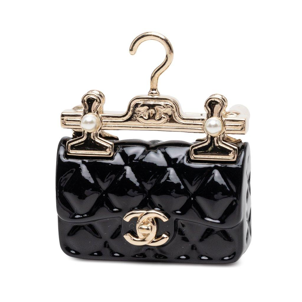 Chanel CC Resin Faux Pearl Hanger Classic Flap Brooch