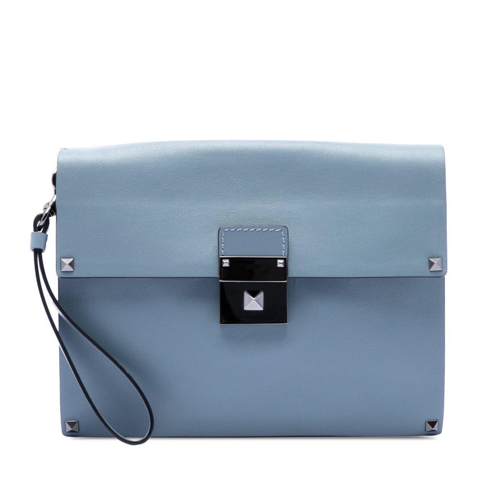 Valentino Leather Rockstud Wristlet Clutch