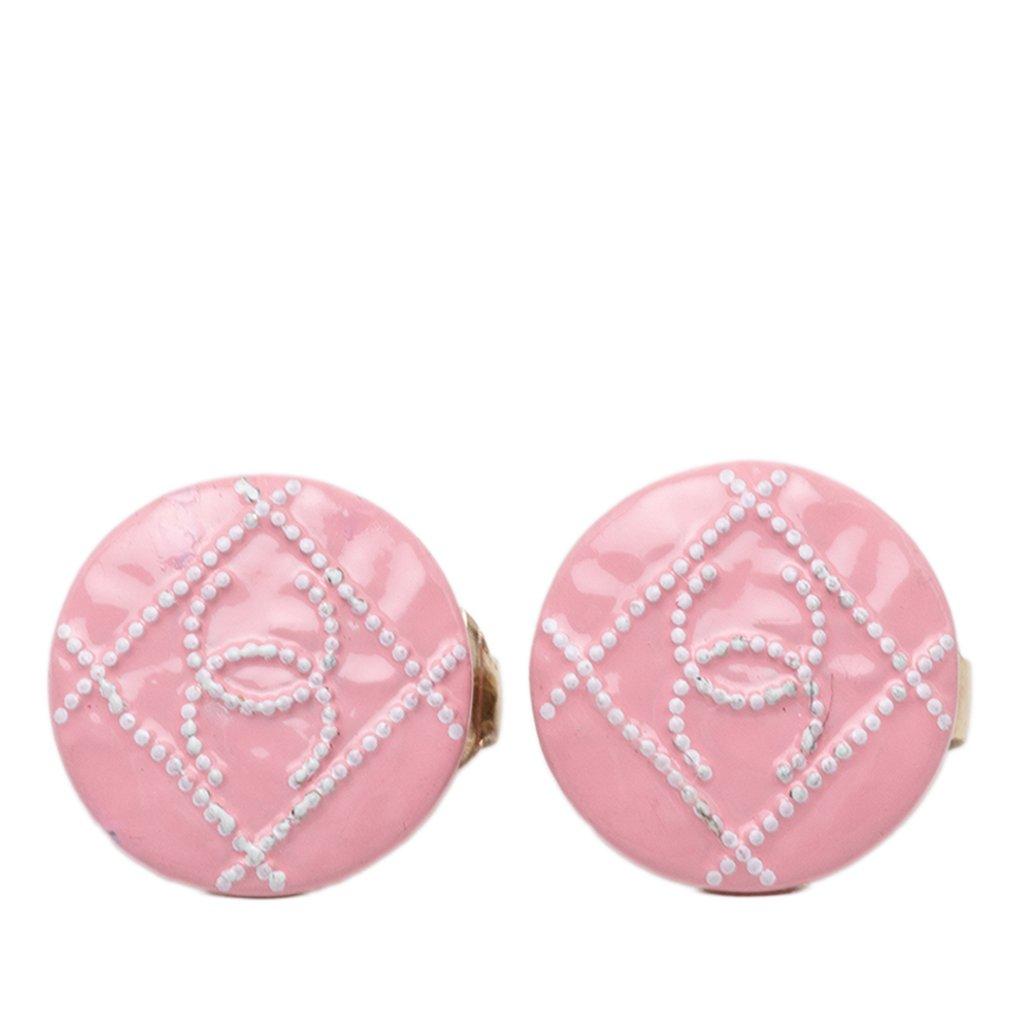 Chanel CC Gold Plated Enamel Clip On Earrings