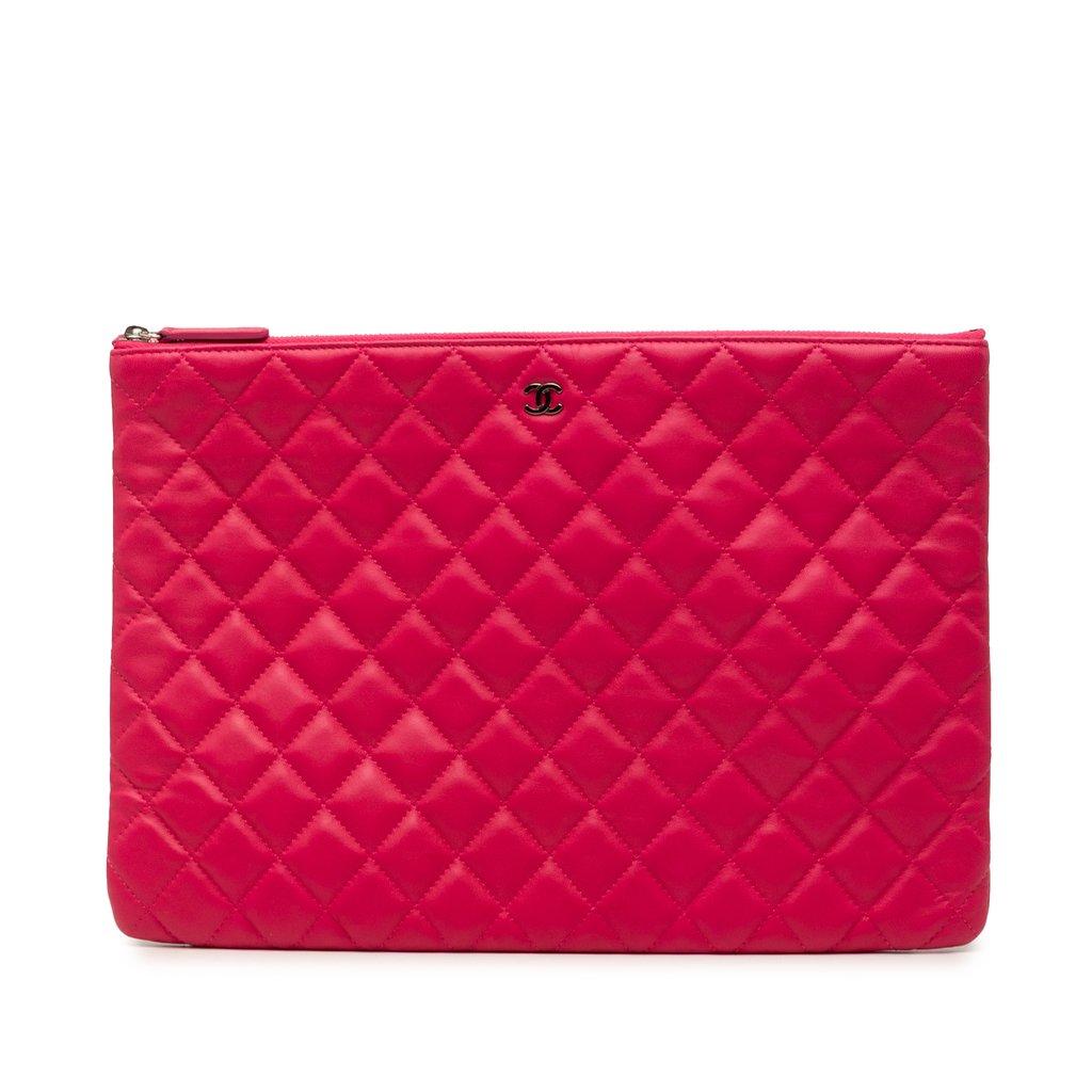 Chanel Large Quilted Lambskin O Case Clutch
