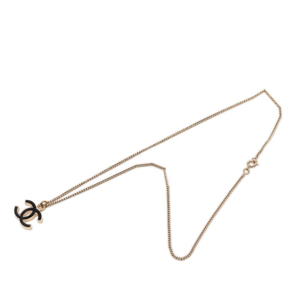 Chanel CC Gold Plated Enamel Pendant Necklace
