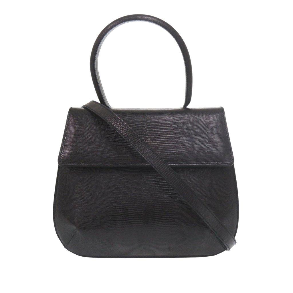 Salvatore Ferragamo Lizard Embossed Leather Top Handle Bag
