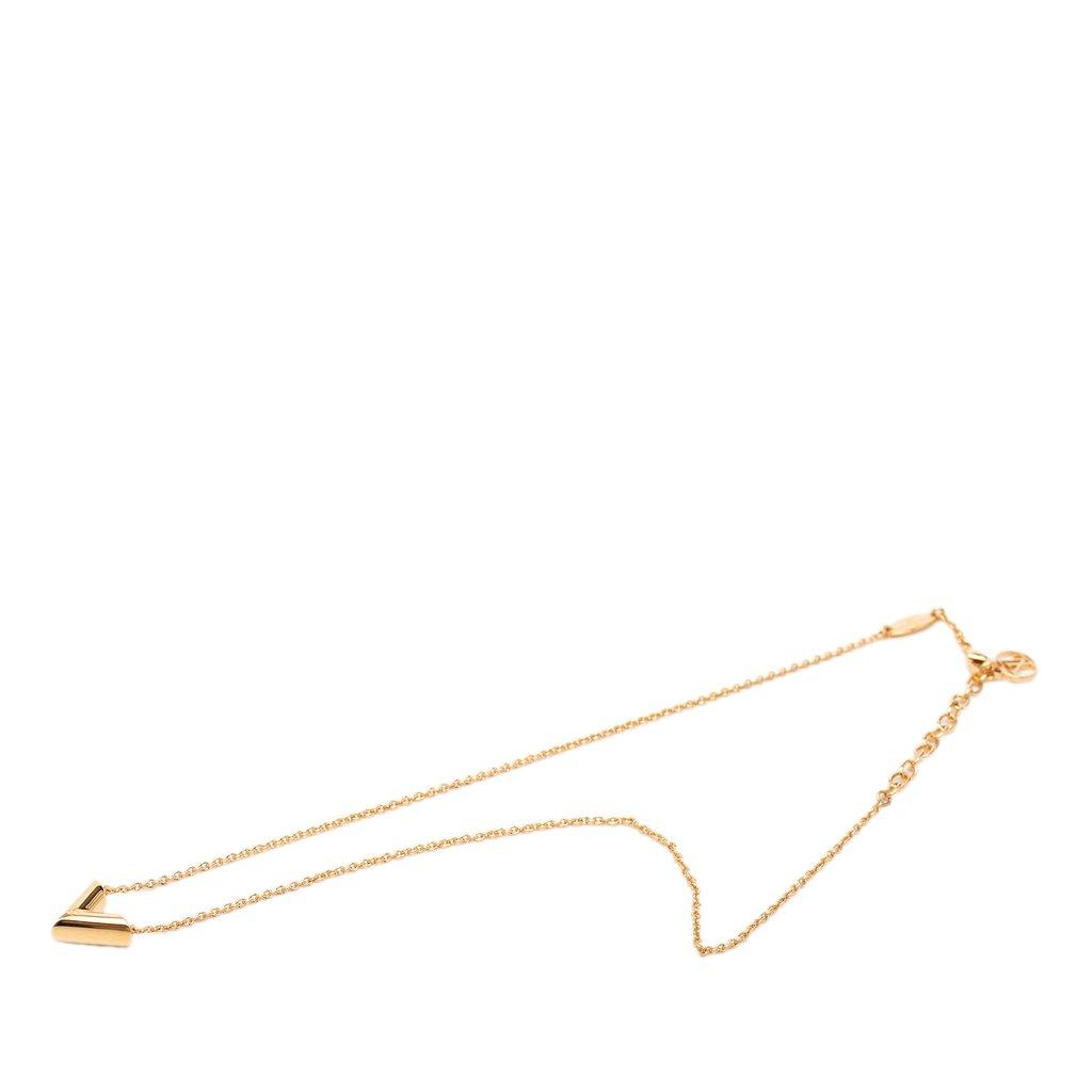 Louis Vuitton Gold Plated Essential V Pendant Necklace