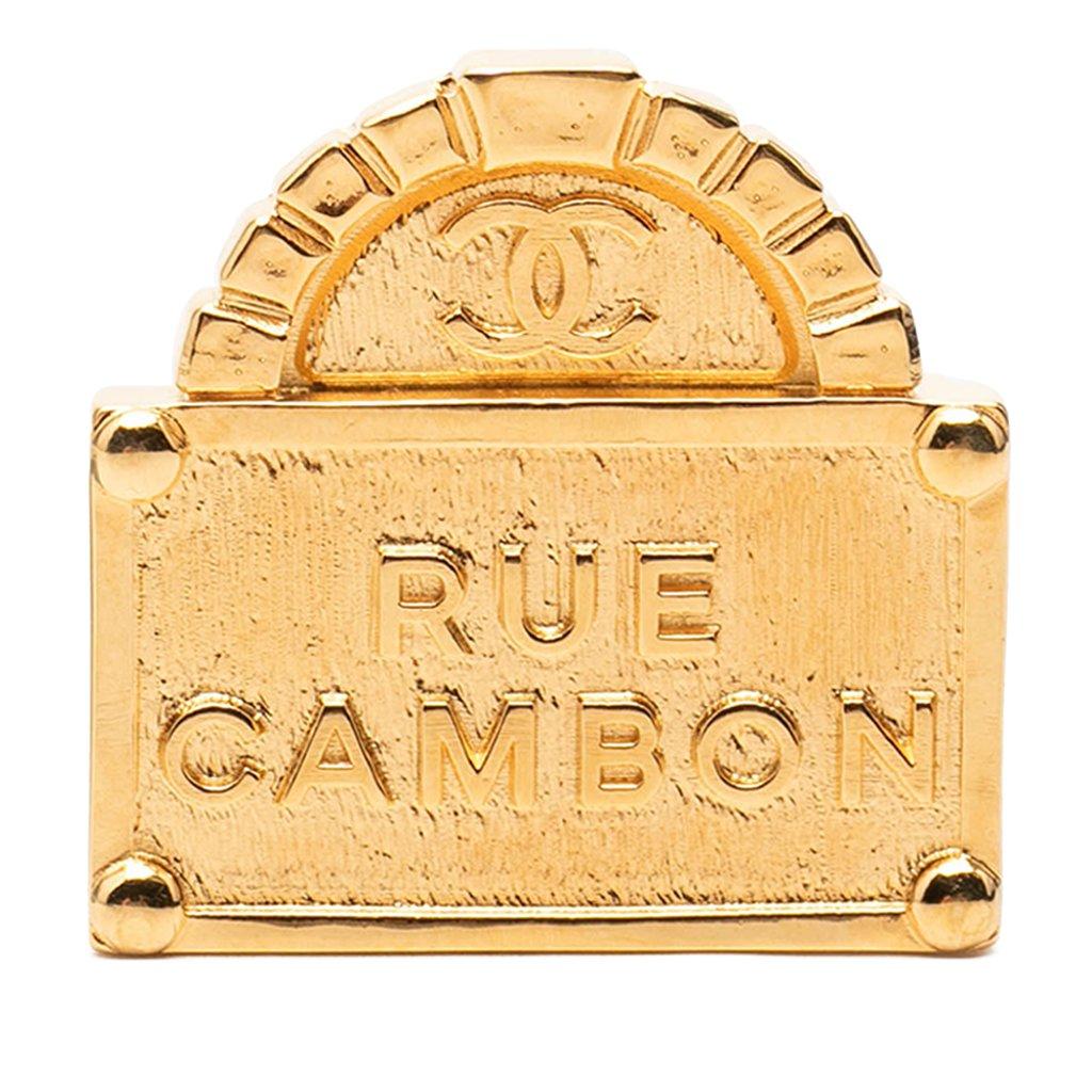 Chanel CC Gold Plated Rue Cambon Dome Brooch