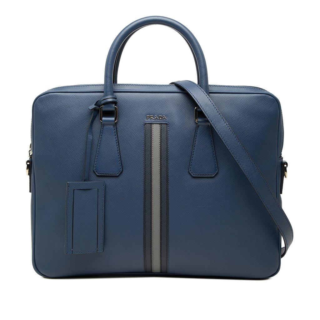 Prada Saffiano Striped Business Bag