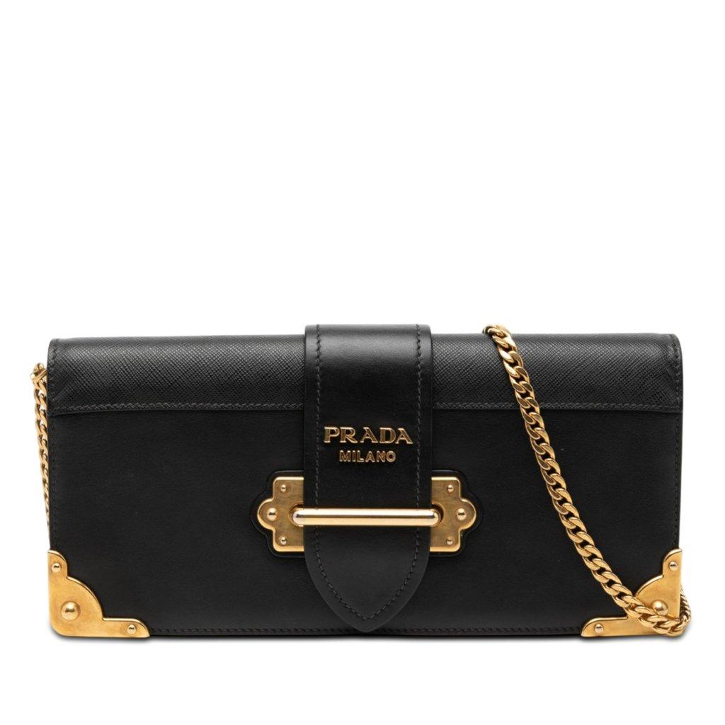 Prada City Calf and Saffiano Cahier Chain Clutch