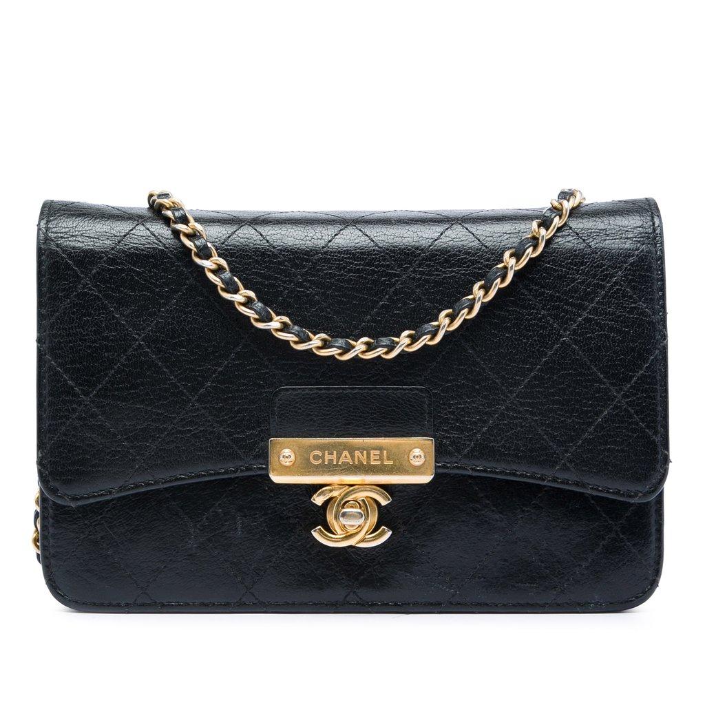 Chanel Stitched Goatskin Golden CC Wallet On Chain