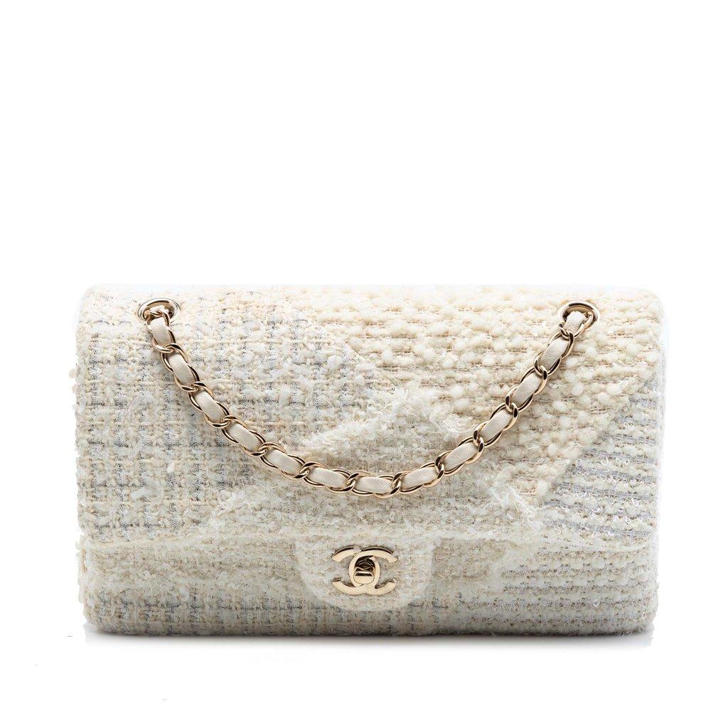 Chanel Medium Classic Tweed Patchwork Double Flap