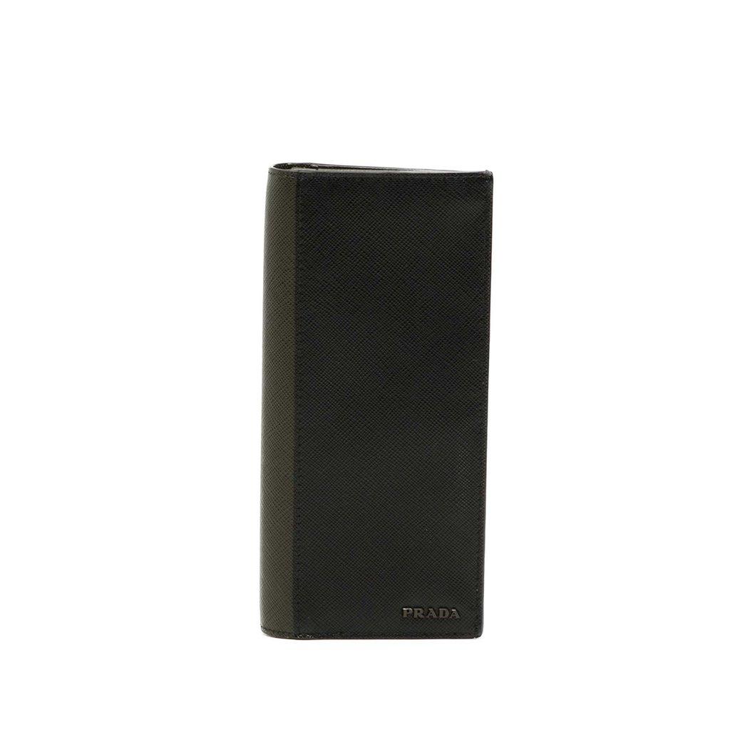 Prada Bicolor Saffiano Bifold Long Wallet