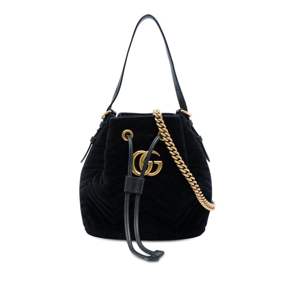 Gucci GG Marmont 2.0 Matelasse Velvet Bucket Bag