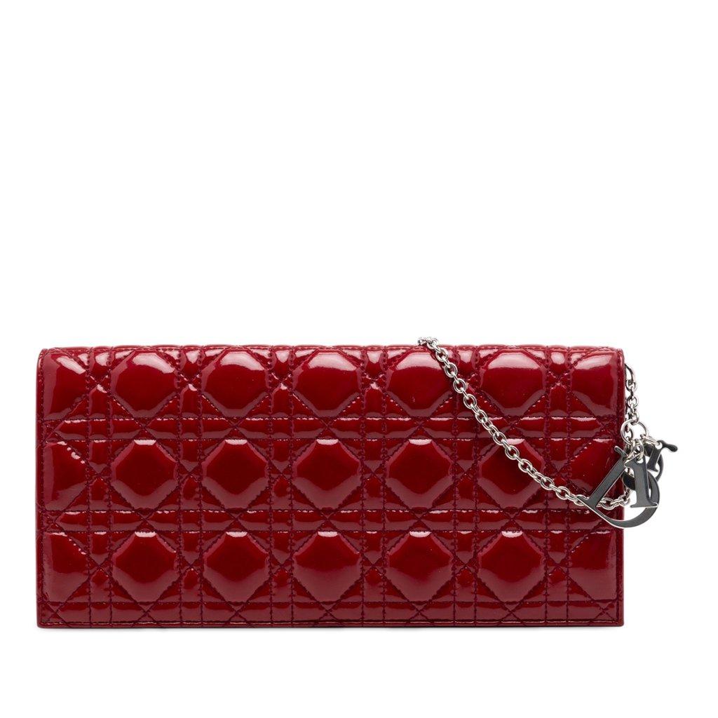 Dior Patent Cannage Lady Dior Clutch with Chain
