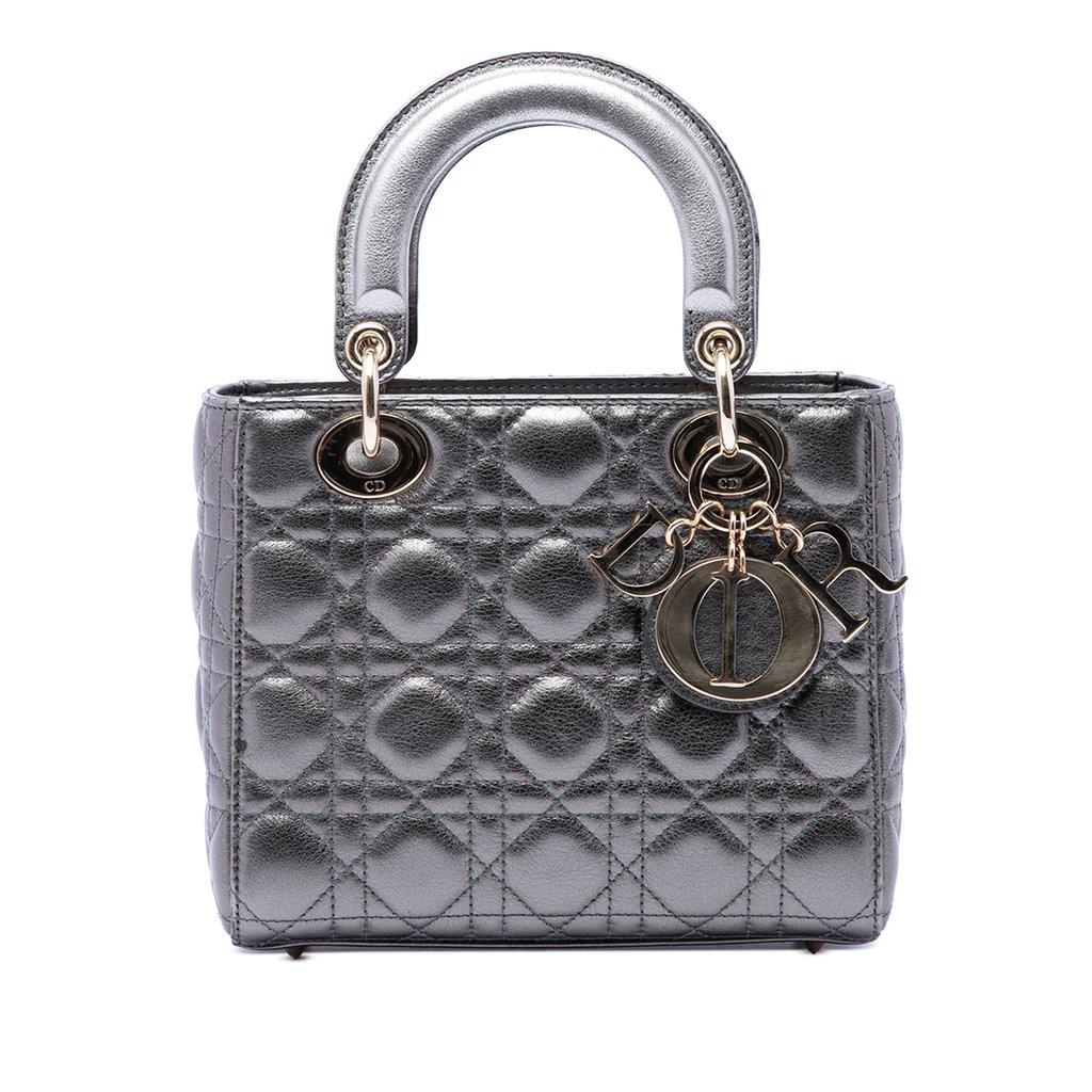 Dior حقيبة صغيرة من جلد الخروف المعدني بنقشة كاناج من ماي إيه بي سي ديور ليدي ديور