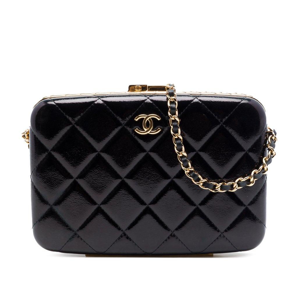 Chanel Large Glazed Goatskin Box With Chain