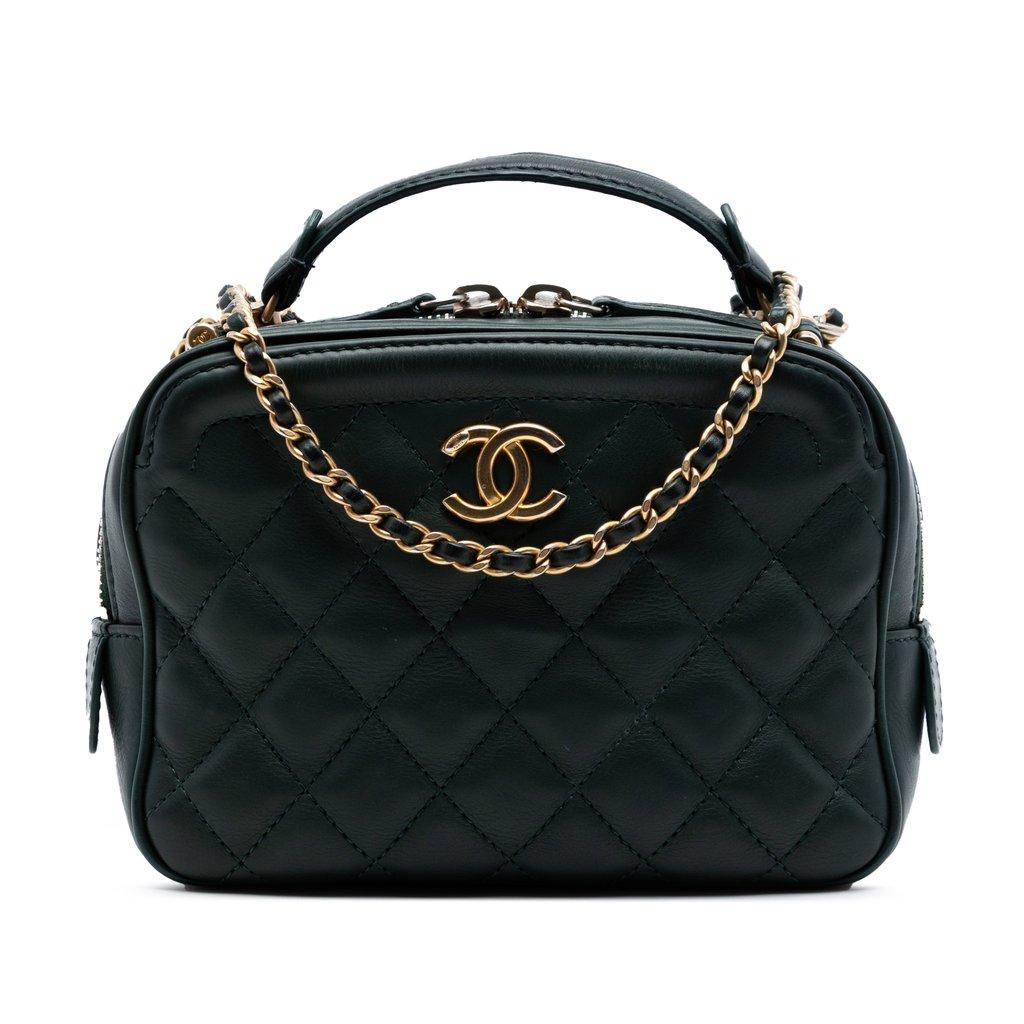 Chanel Small CC Quilted Calfskin Top Handle Vanity Case with Chain
