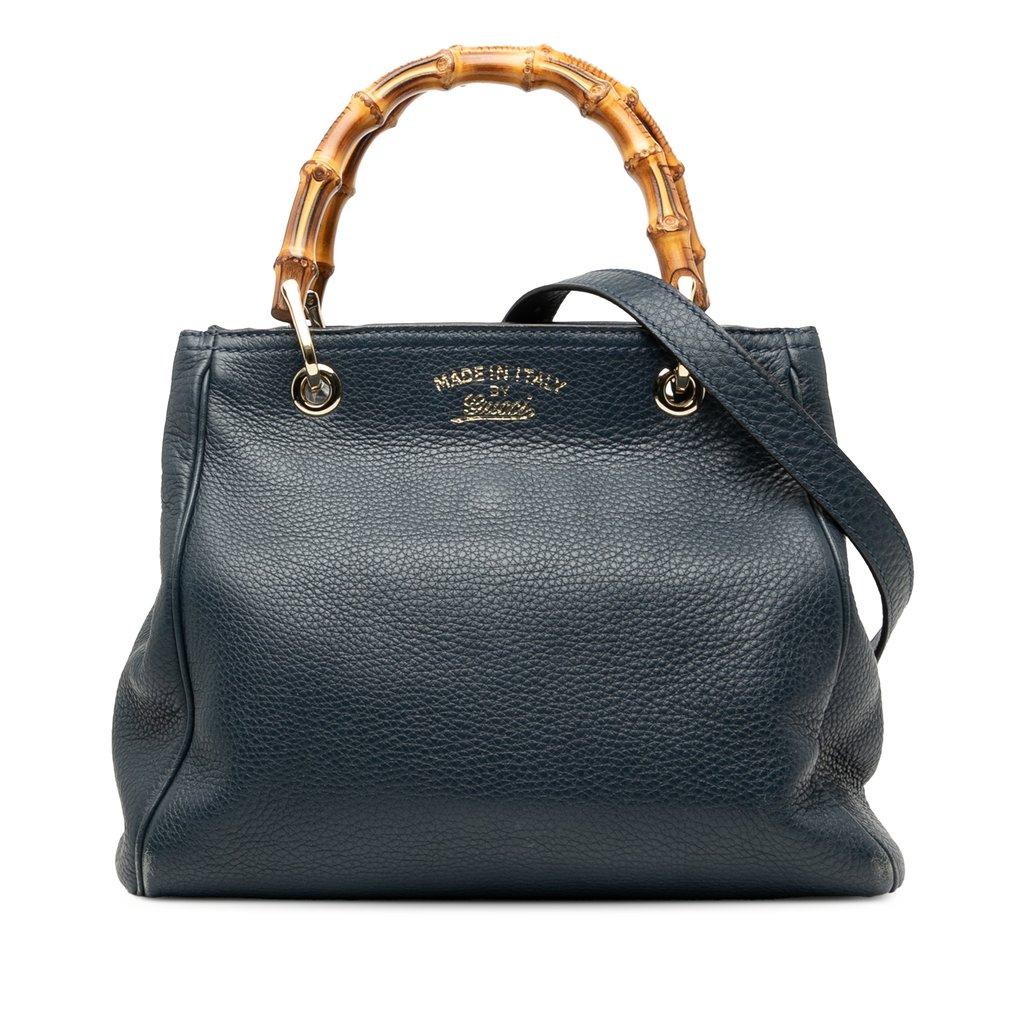 Gucci حقيبة تسوق صغيرة من جلد العجل والخيزران
