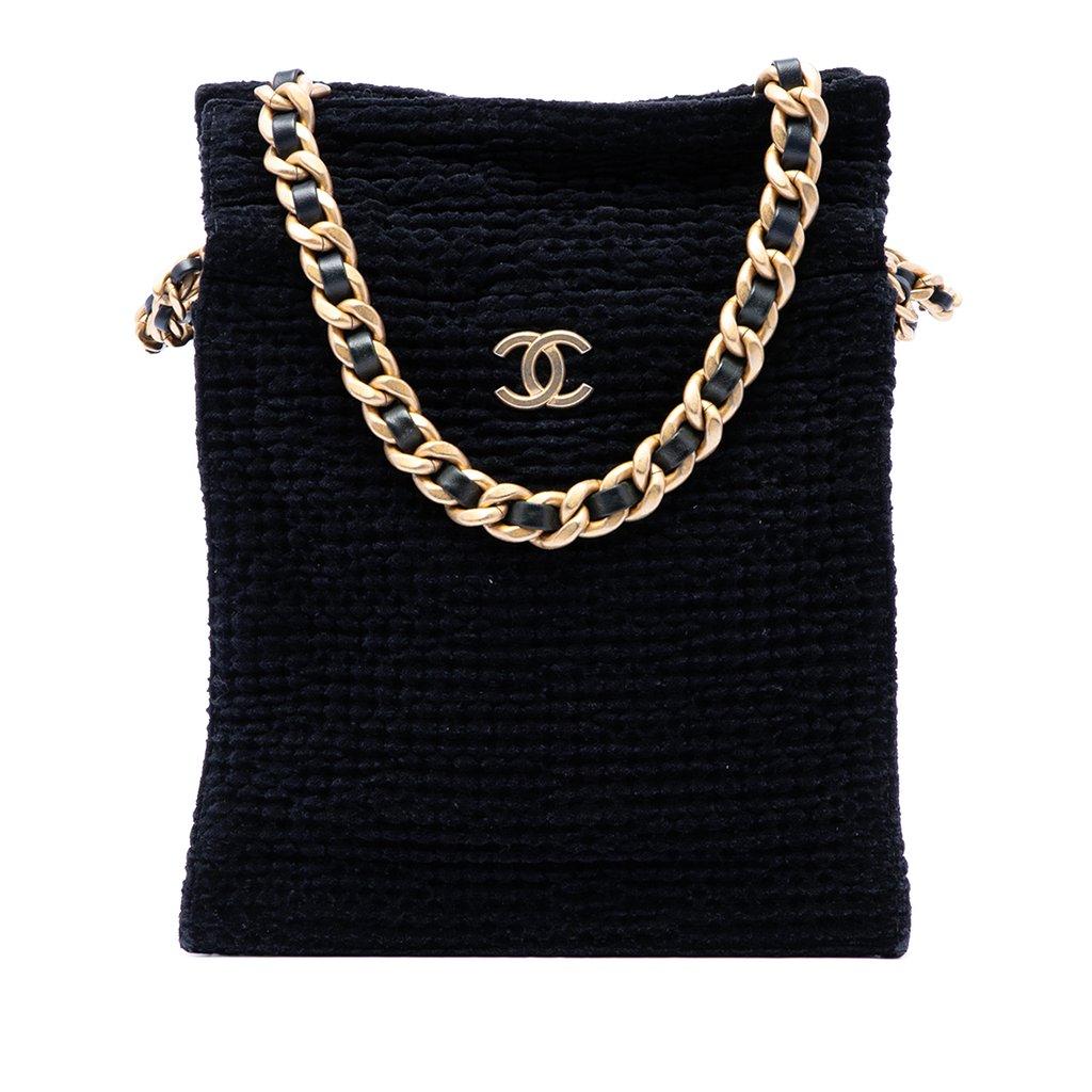 Chanel CC Cotton Tweed Drawstring Shopping Tote