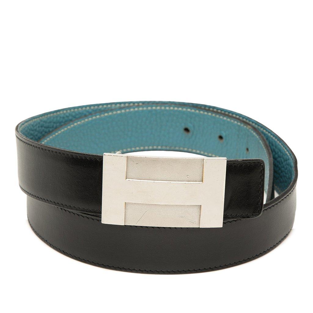 Hermès Box Calf and Togo H Plate Reversible Belt