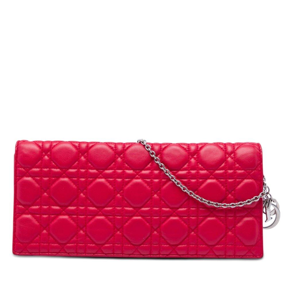 Dior Lambskin Cannage Lady Dior Chain Convertible Clutch