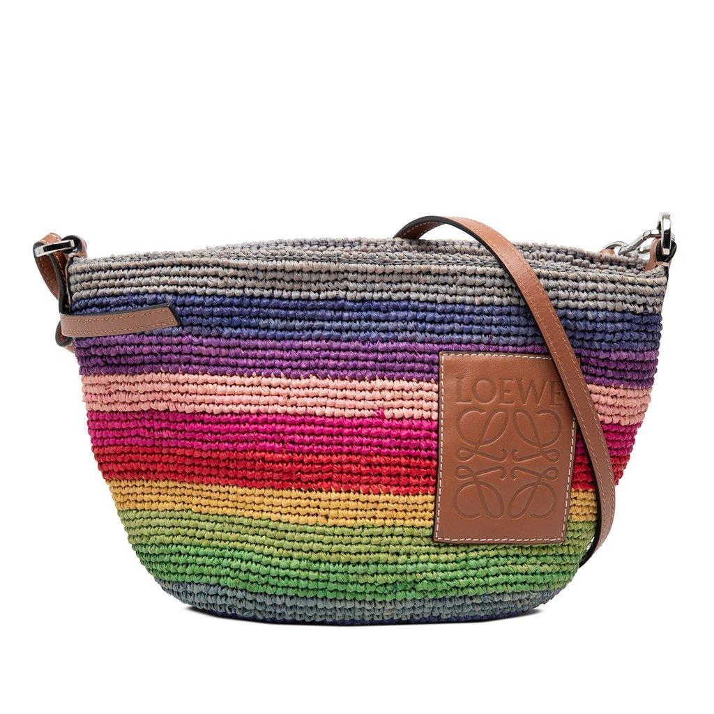 LOEWE Paulas Ibiza Anagram Raffia Rainbow Pochette Crossbody