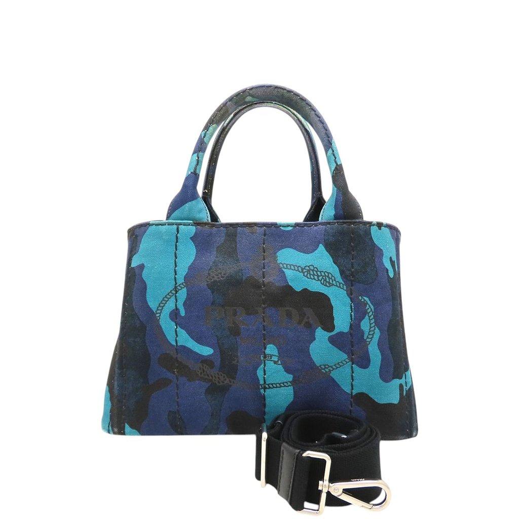 Prada Small Canvas Canapa Logo Camouflage Satchel