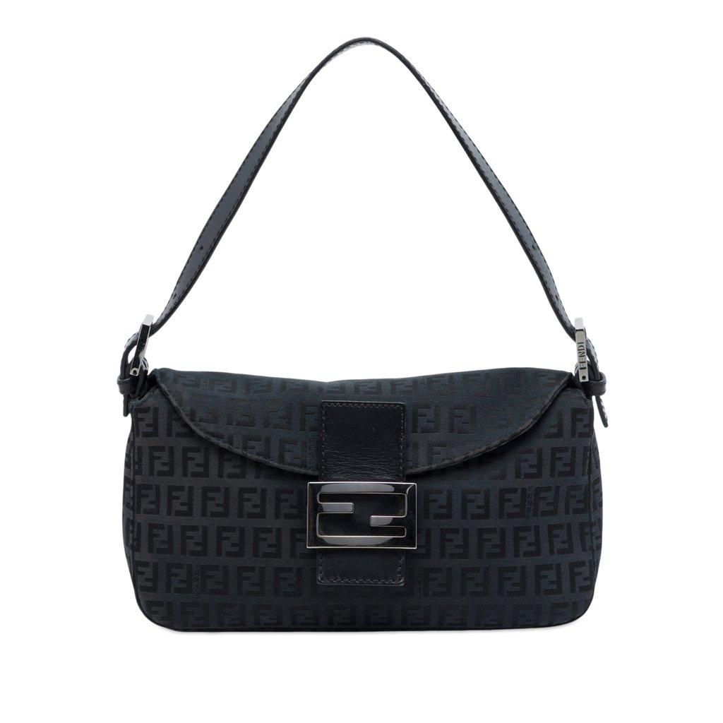 Fendi Zucchino Canvas Double Flap Shoulder Bag