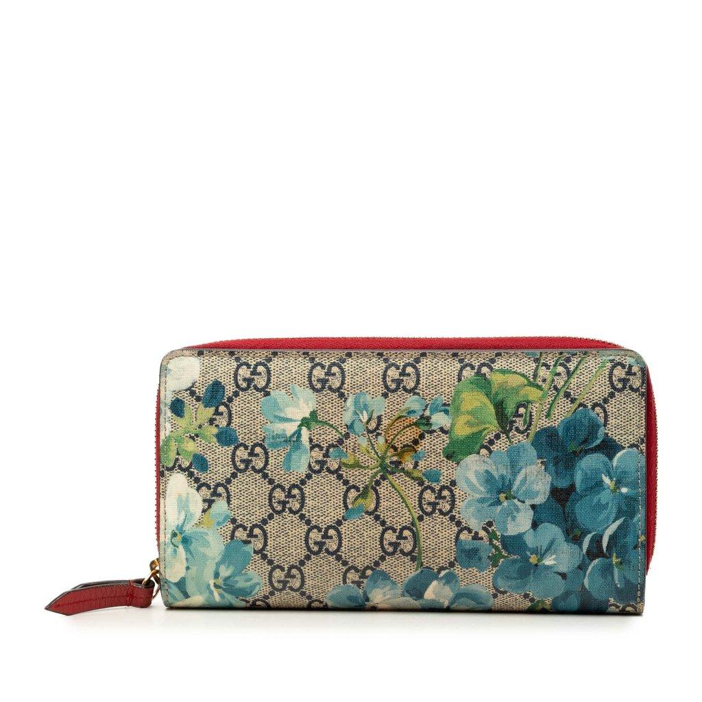 Gucci GG Supreme Blooms Zip Around Continental Wallet