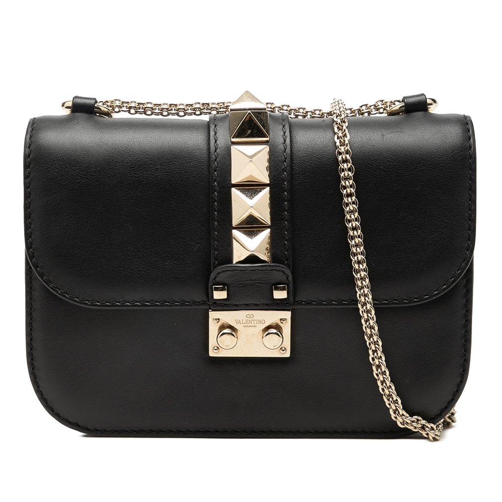 Valentino Small Leather Rockstud Glam Lock Crossbody