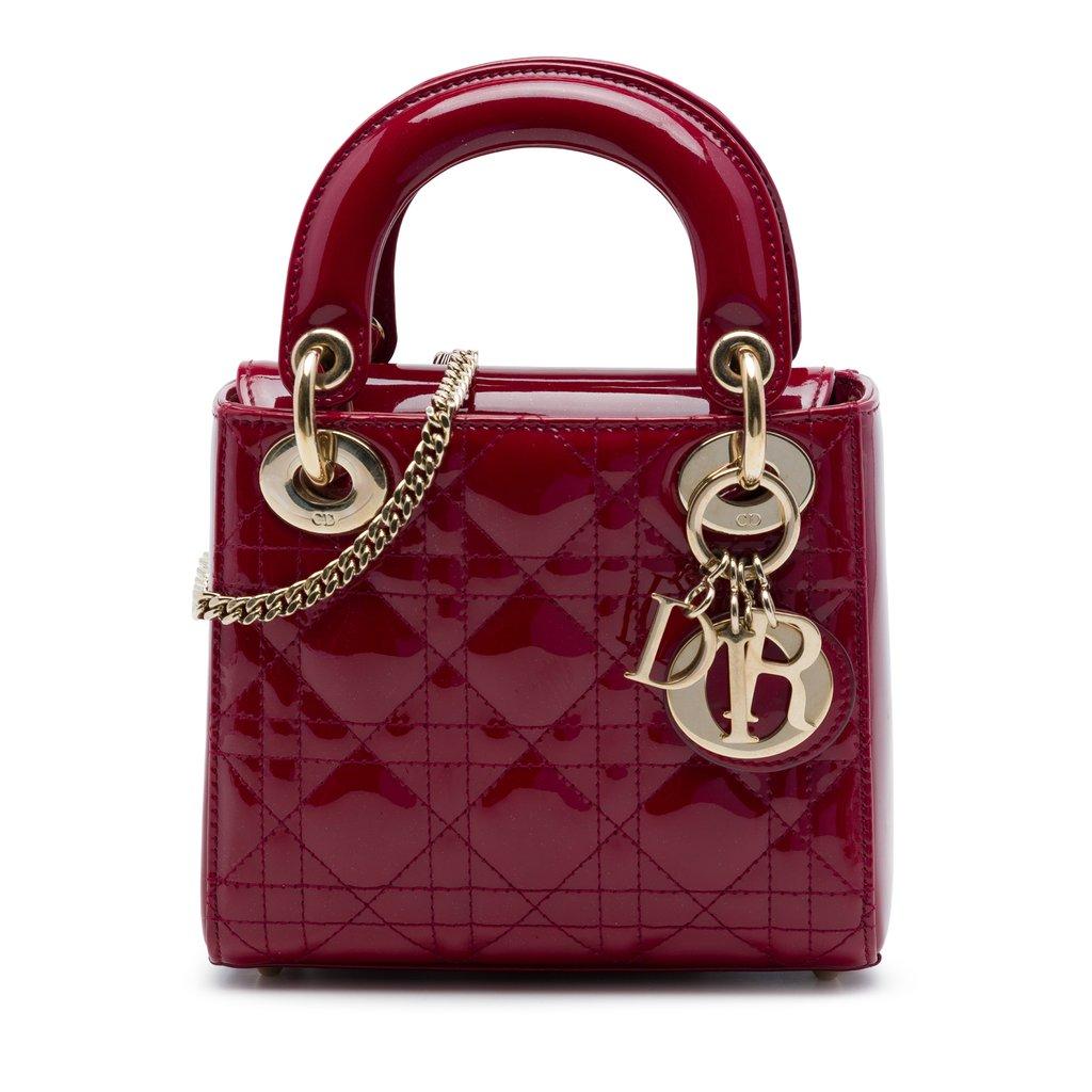 Dior حقيبة ليدي ديور صغيرة لامعة بنقشة كاناج