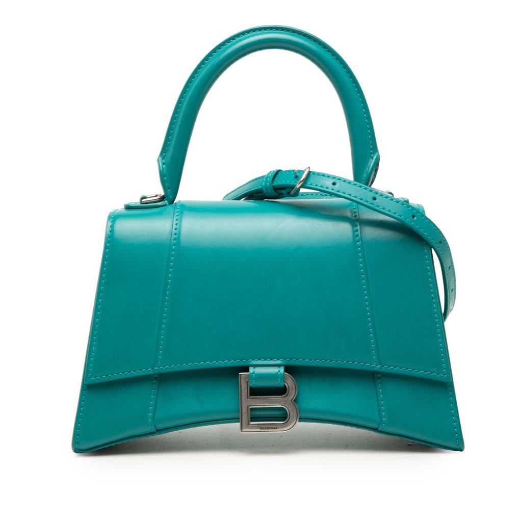 Balenciaga Small Shiny Box Calfskin Hourglass Top Handle Bag
