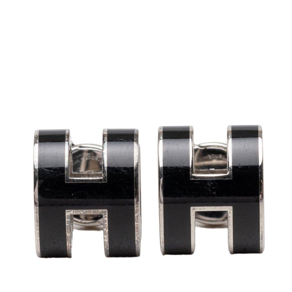 Hermès Lacquered Palladium Plated Mini Pop H Stud Earrings