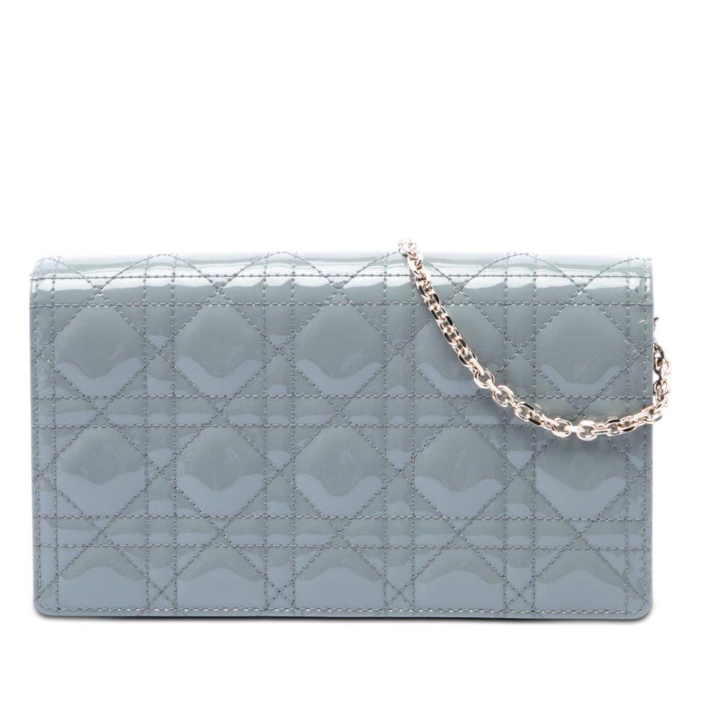 Dior Patent Cannage Lady Dior Pouch with Chain