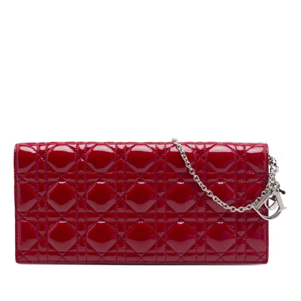 Dior Patent Cannage Lady Dior Clutch with Chain