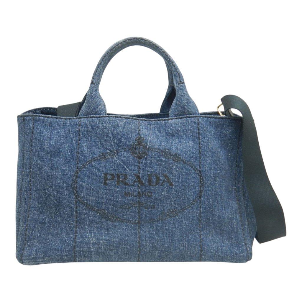 Prada Denim Canapa Logo Satchel