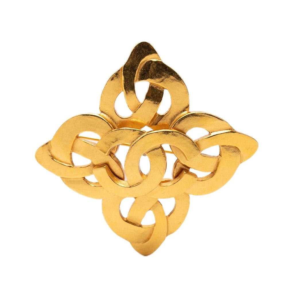 Chanel CC Gold Plated Twisted Brooch
