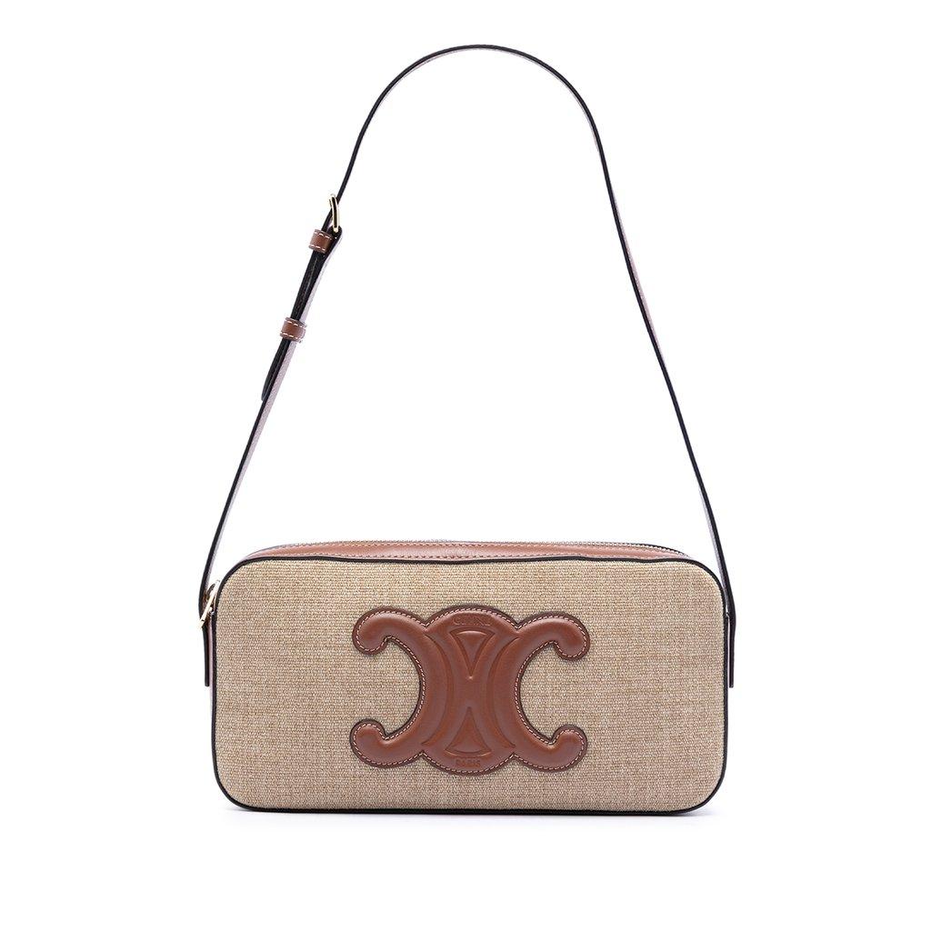 Celine Canvas and Calfskin Cuir Triomphe Camera Shoulder Bag