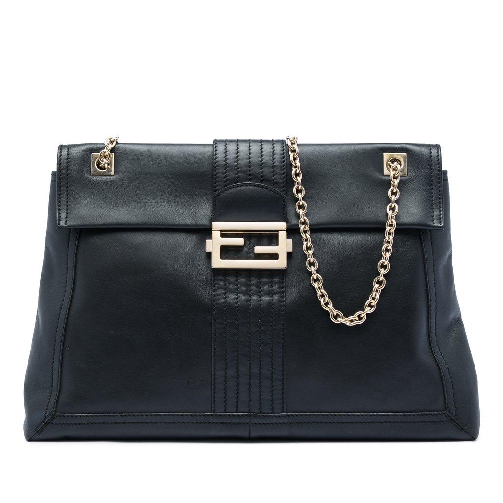 Fendi Leather Maxi Baguette Flap Bag