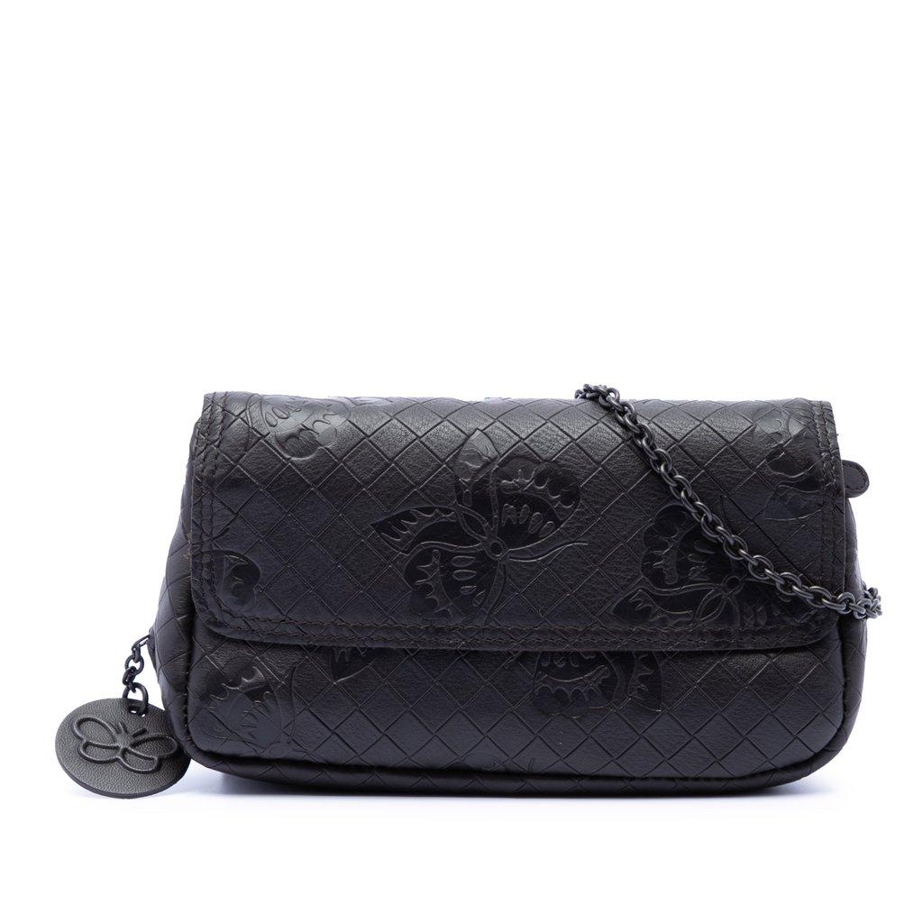 Bottega Veneta Small Calfskin Intrecciomirage Embossed Butterfly Chain Crossbody