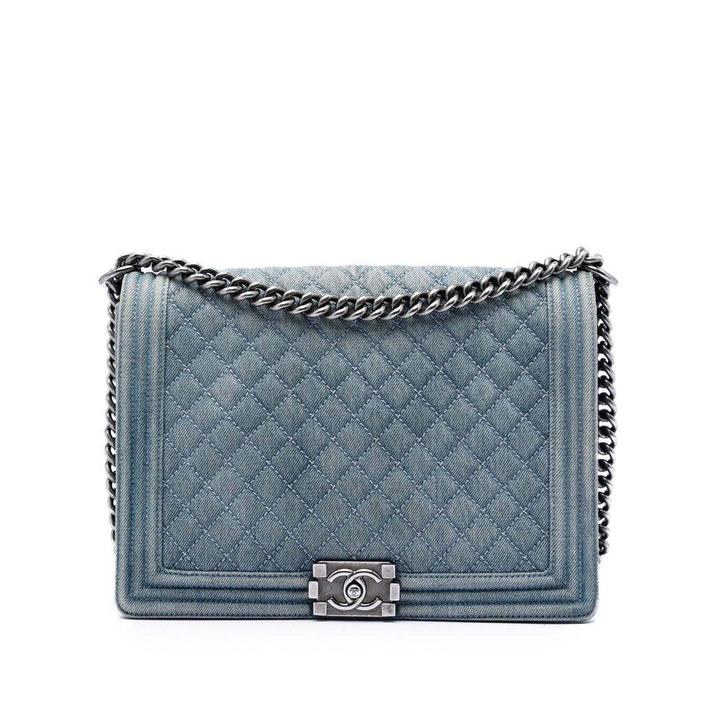 Chanel Large Quilted Denim Boy Flap