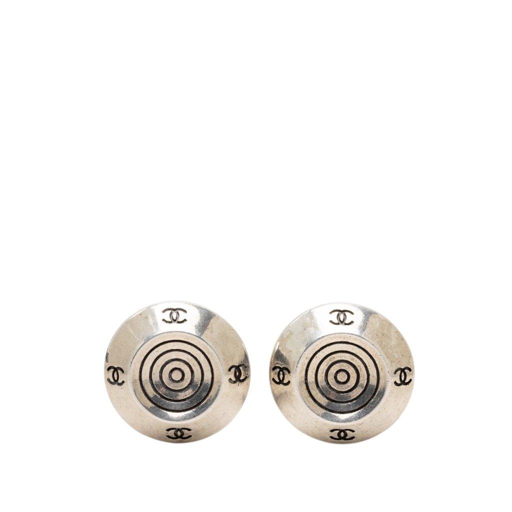 Chanel CC Brass Target Round Clip On Earrings