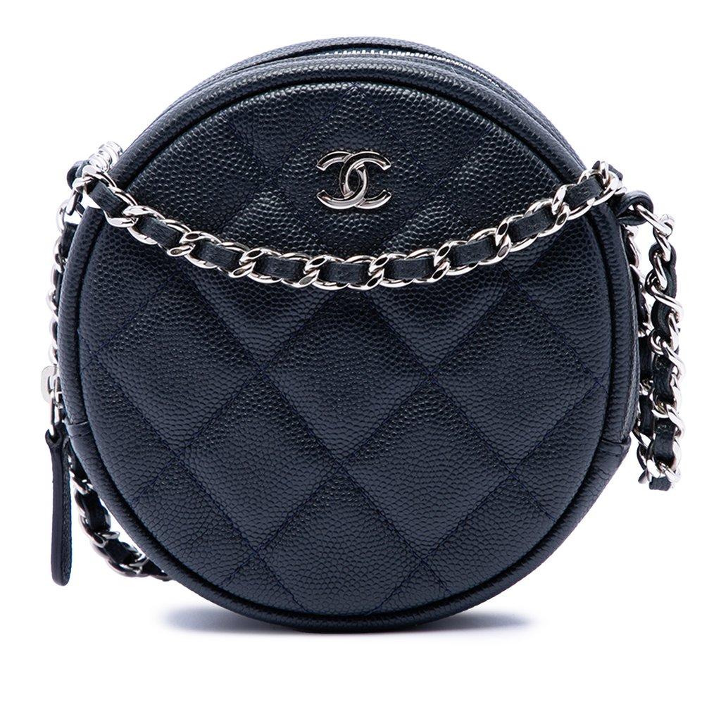 Chanel CC Quilted Caviar Round Crossbody