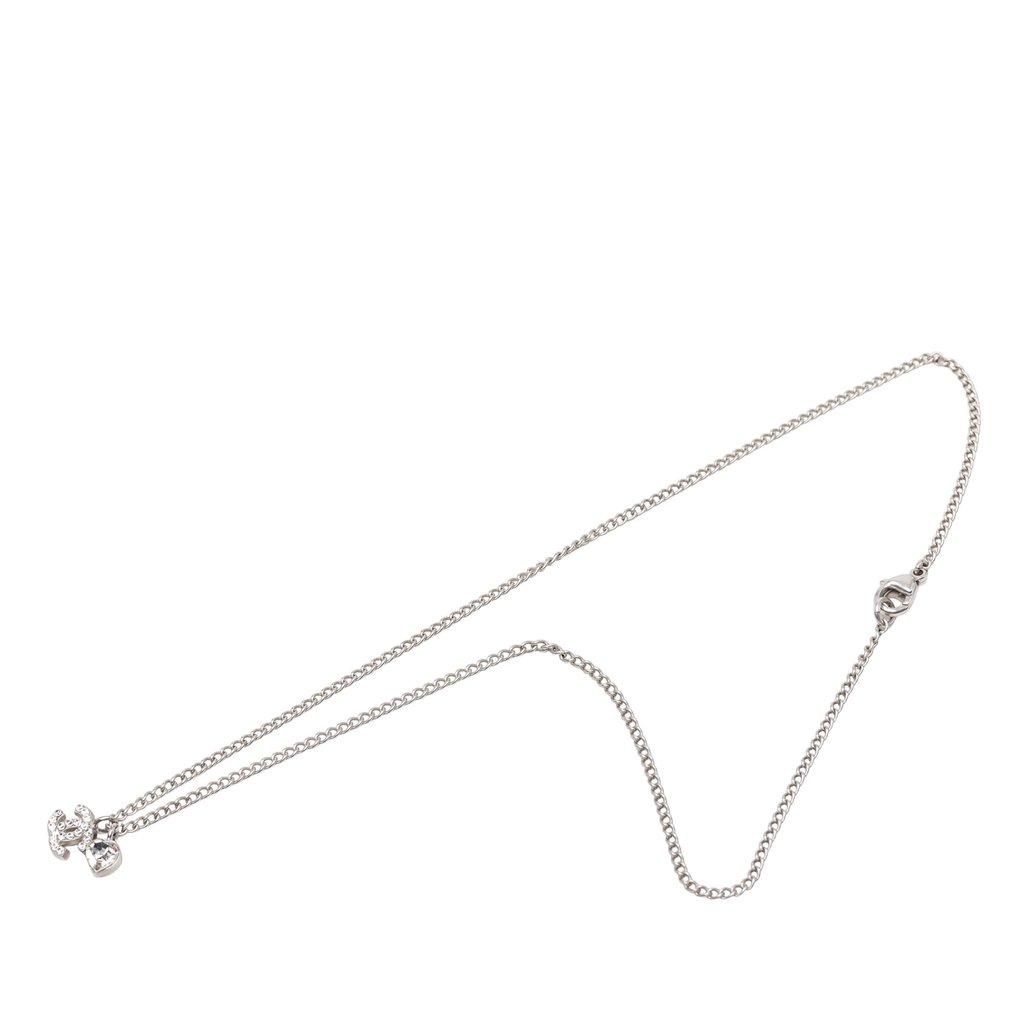 Chanel CC Brass Strass Crystal Heart Pendant Necklace