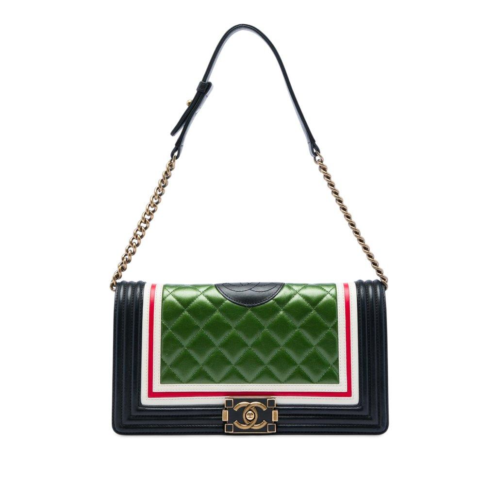Chanel Multicolor Quilted Lambskin Crest East West Boy Flap