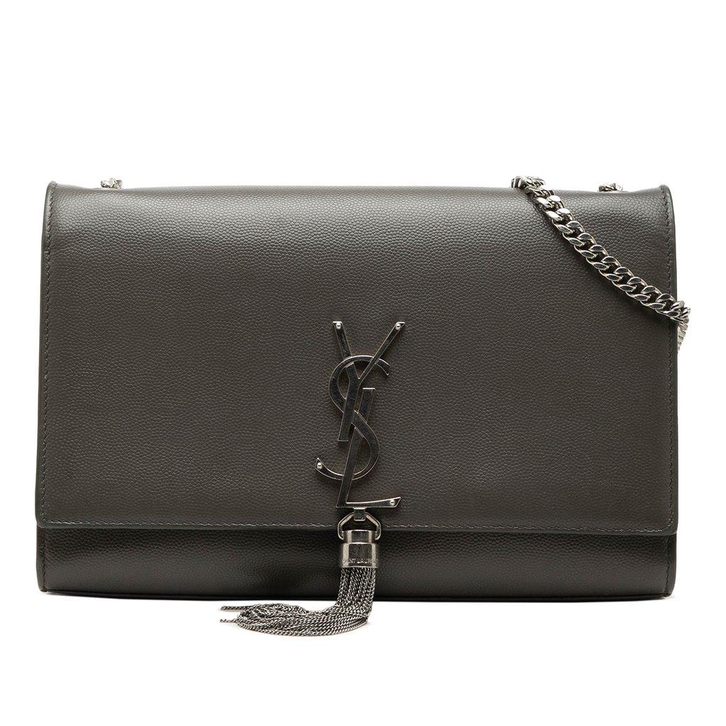 Saint Laurent حقيبة كروس متوسطة الحجم من Grain de Poudre Monogram Kate Tassel Crossbody