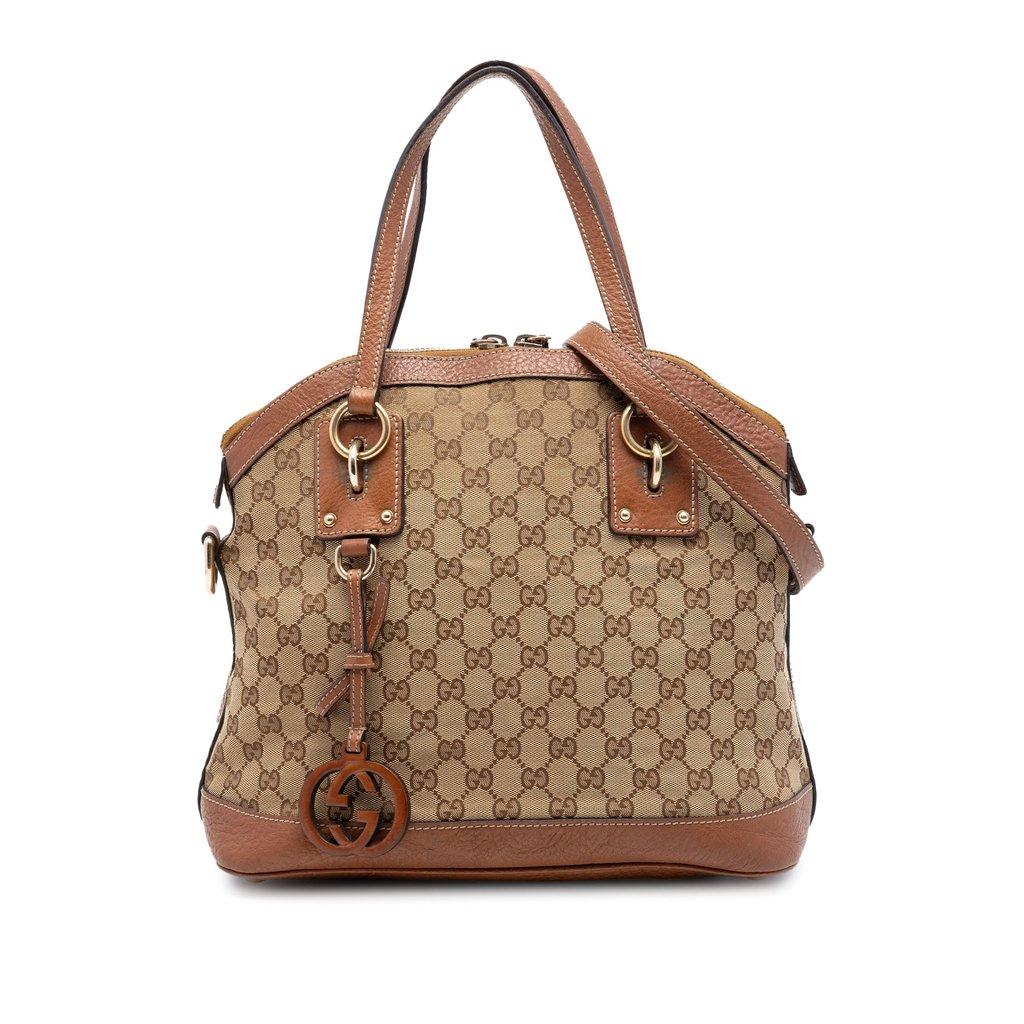 Gucci حقيبة ساتشل متوسطة الحجم من قماش GG مع قبة ساحرة
