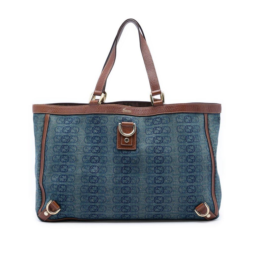 Gucci Denim Interlocking G Abbey D Ring Tote