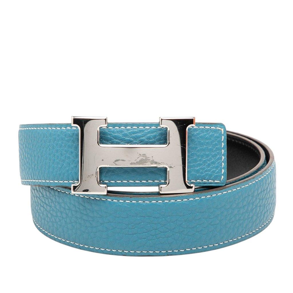 Hermès Togo and Box Calf Constance H Reversible Belt