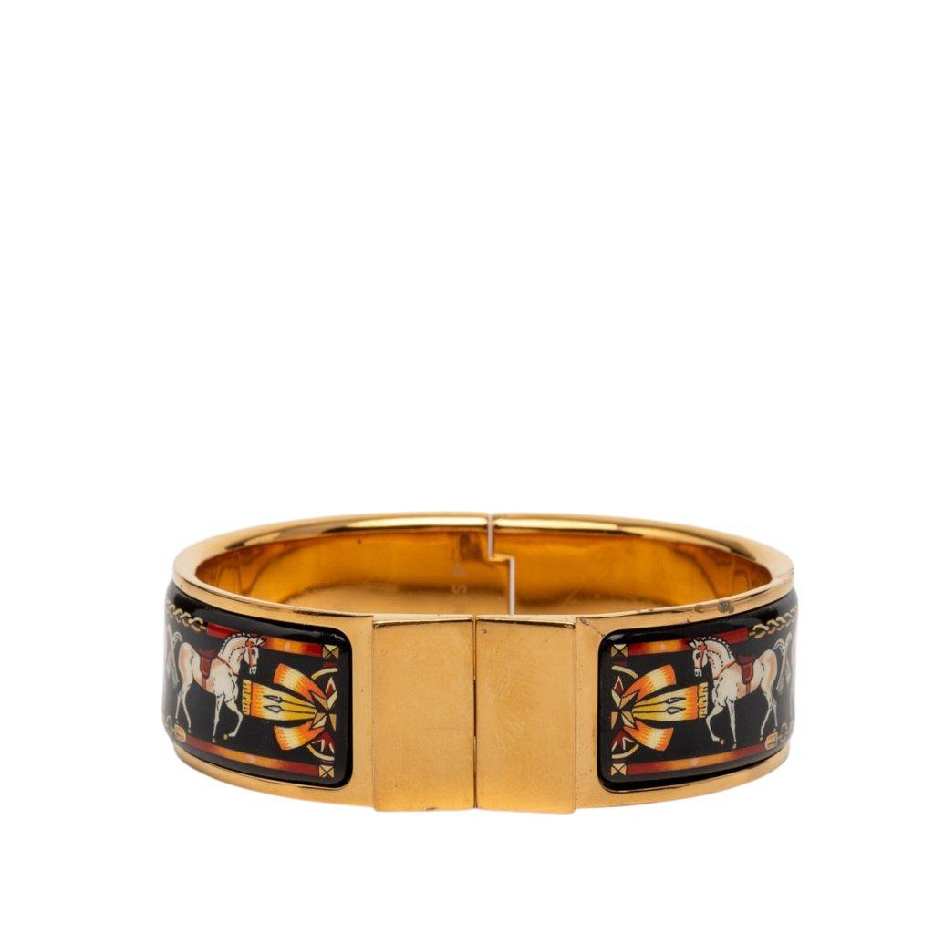 Hermès Wide Enamel Equestrian Loquet Bracelet GM