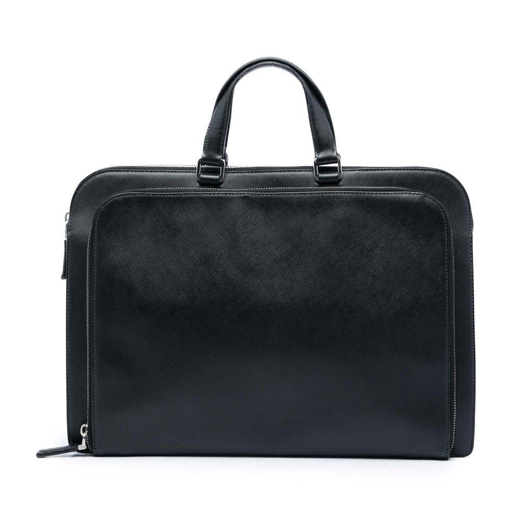 Prada Saffiano Cuir Travel Front Zip Pocket Briefcase